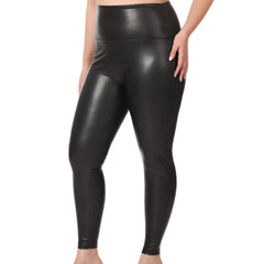 Curvy Black High Waisted Faux Leather Leggings