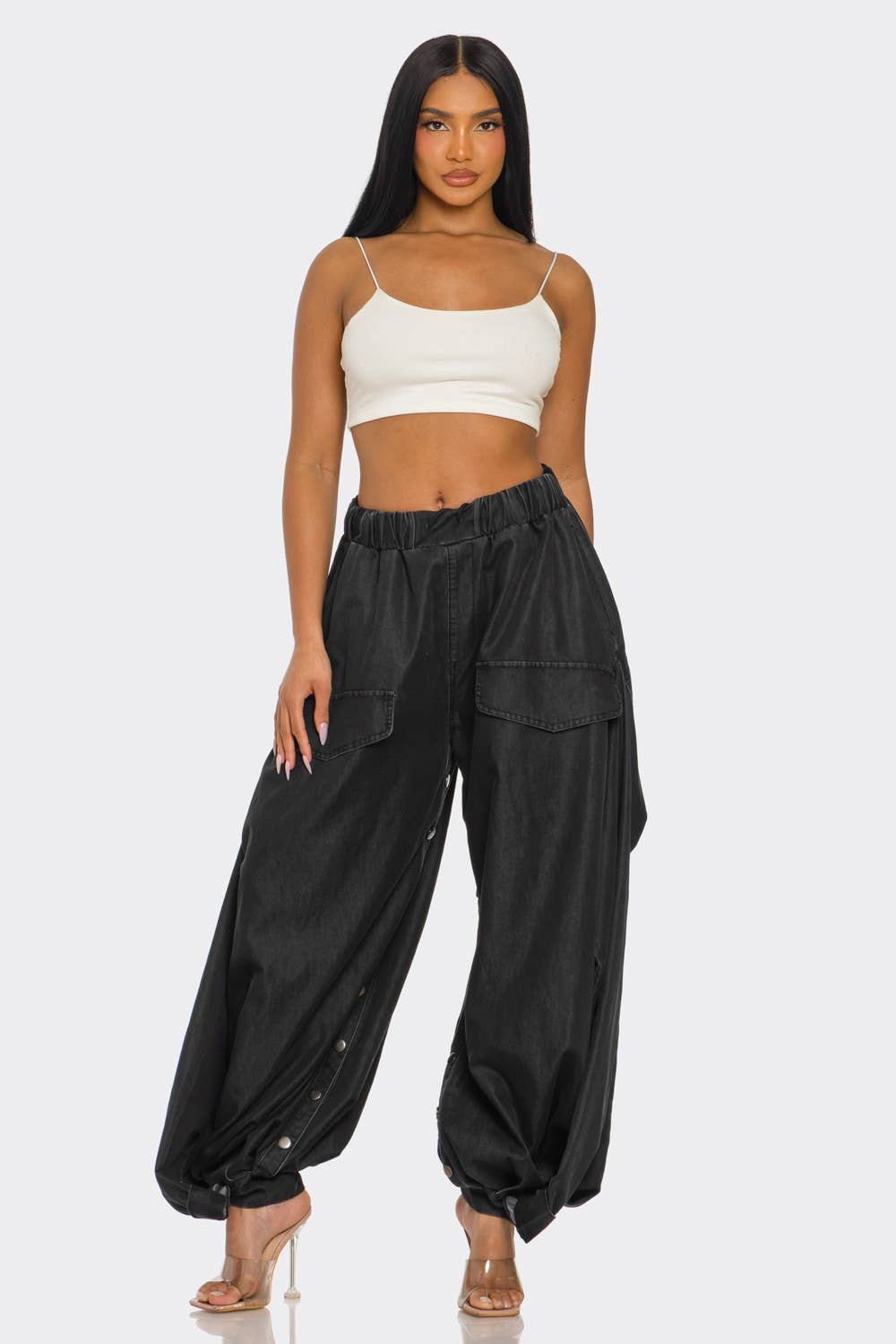 Plus Size Cocoon Cargo Denim Pants
