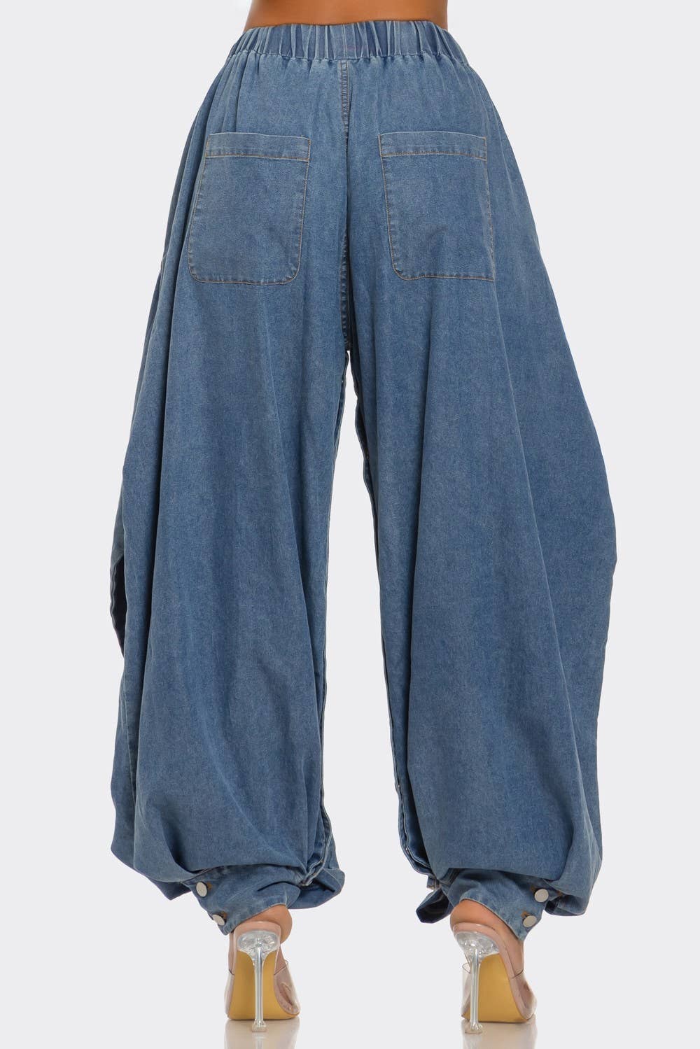 Plus Size Cocoon Cargo Denim Pants