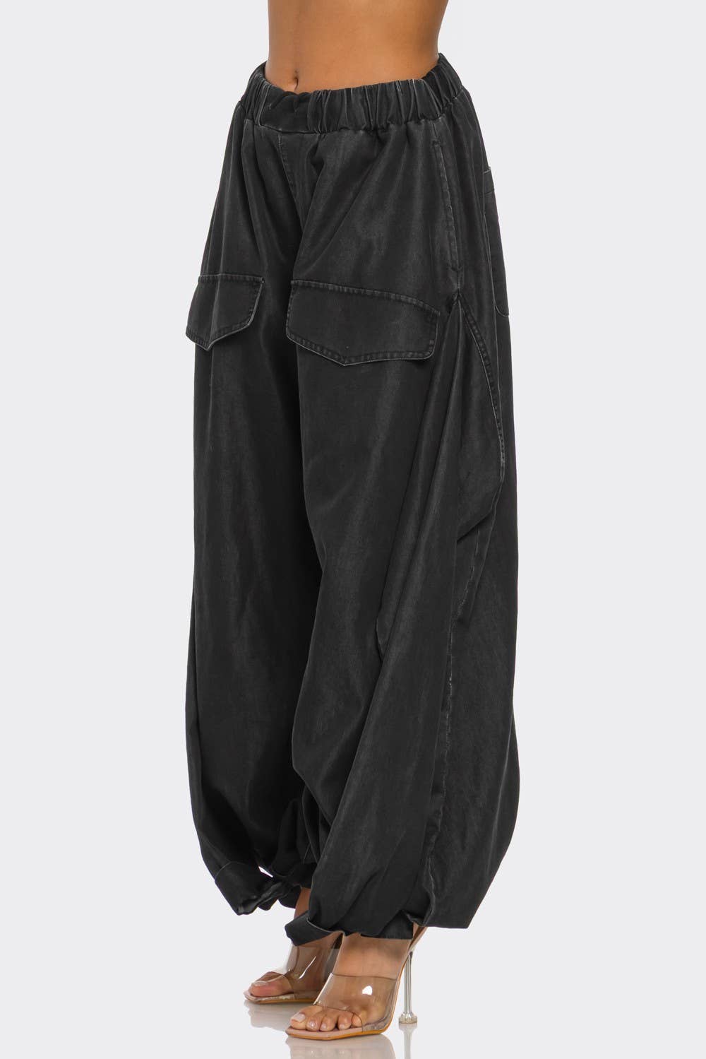 Plus Size Cocoon Cargo Denim Pants