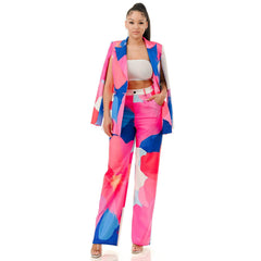 Plus Cut-outs Armholes Sleeves Blazer & Pants Set Suit