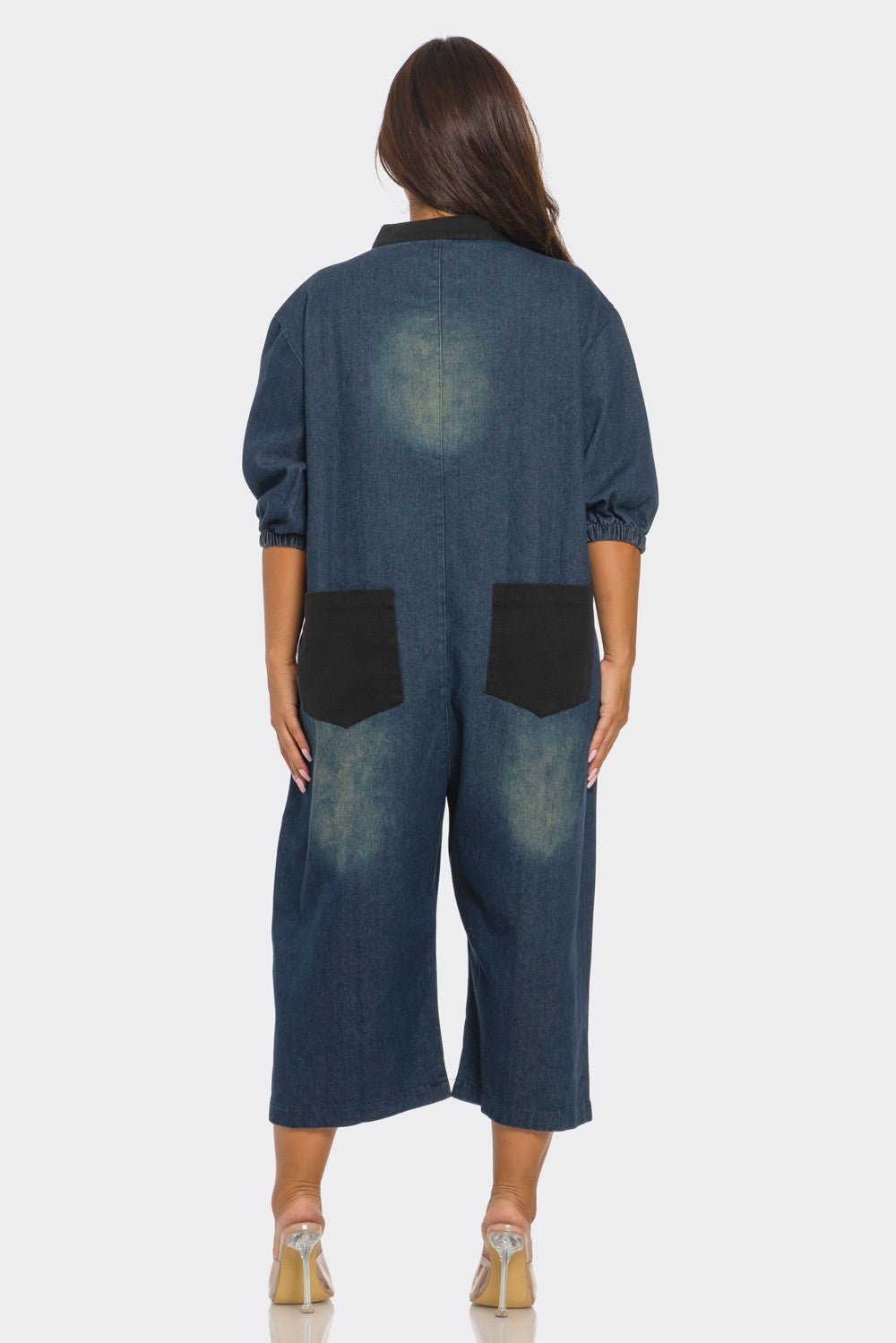 Cropped Denim Pocket Jumper