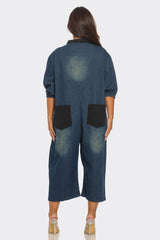 Cropped Denim Pocket Jumper