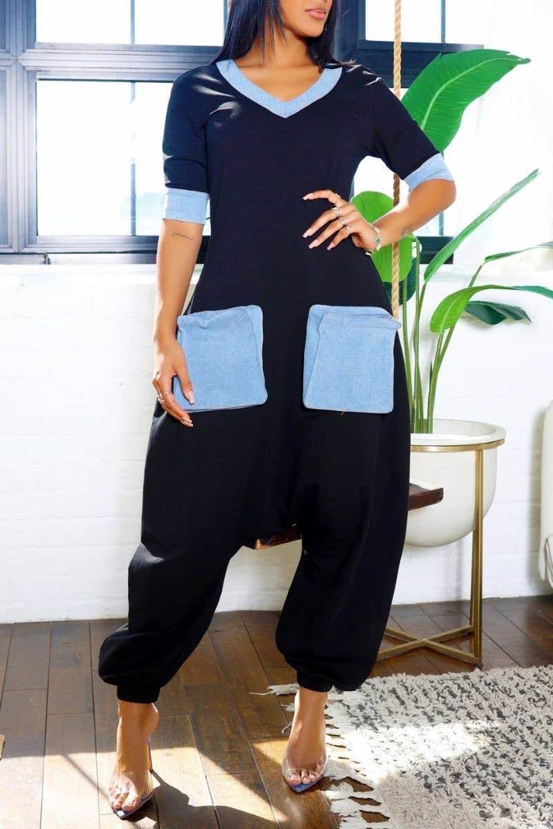 Denim Accent Jumpsuit