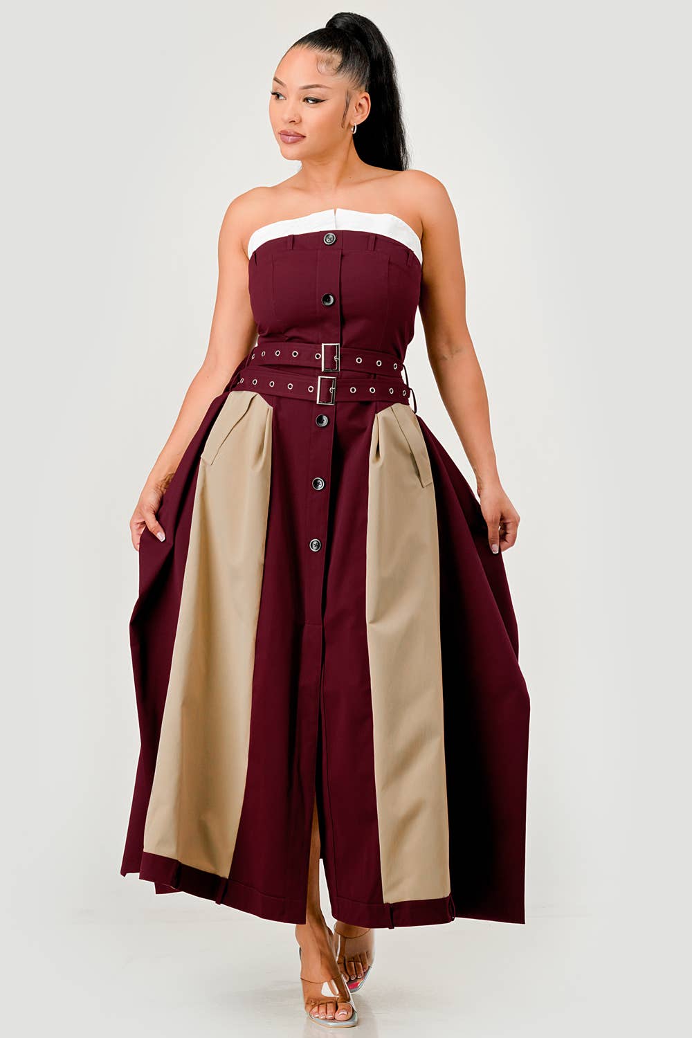PLUS SIZE The Bordeaux Contrast Maxi