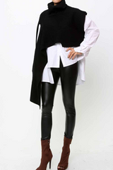 Mock Neck One-Shoulder Sweater