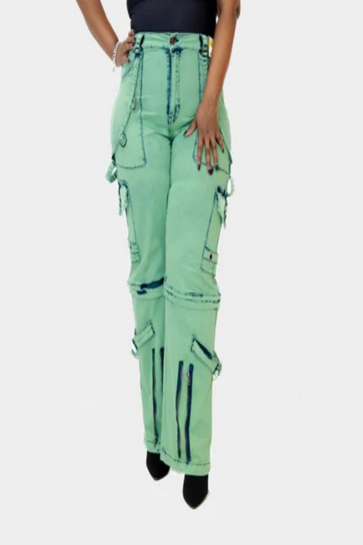 Curvy Cargo Pocket Denim Pant